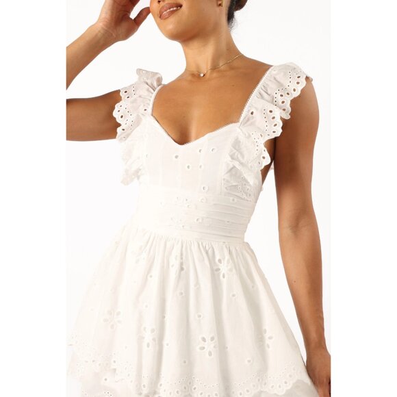 PETAL & PUP NWT SELDA FRILL SLEEVE MINI DRESS – WHITE SIZE MEDIUM - Picture 2 of 11